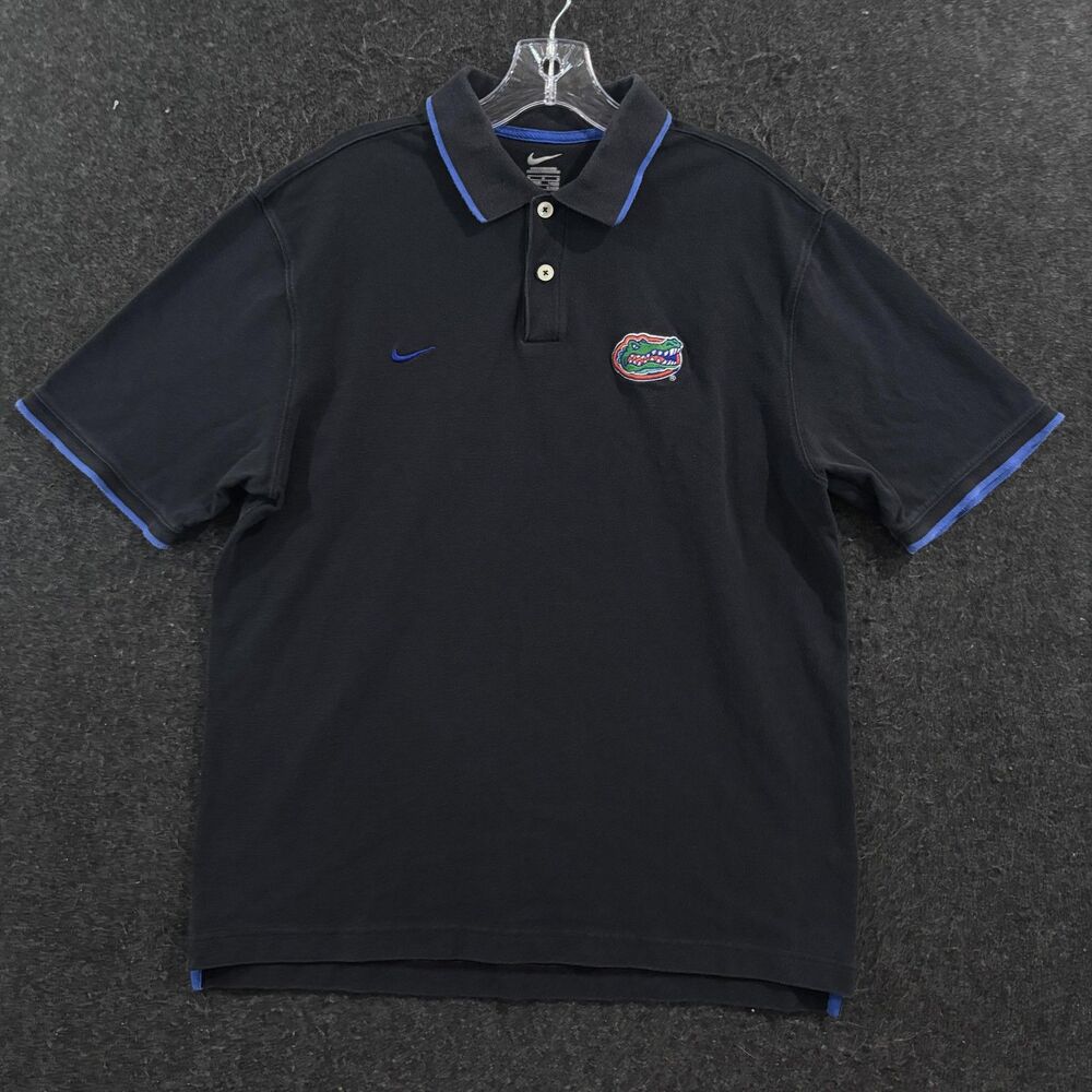 Florida Gators Polo Shirt Men's Medium Black Nike Cotton Pique Football UF